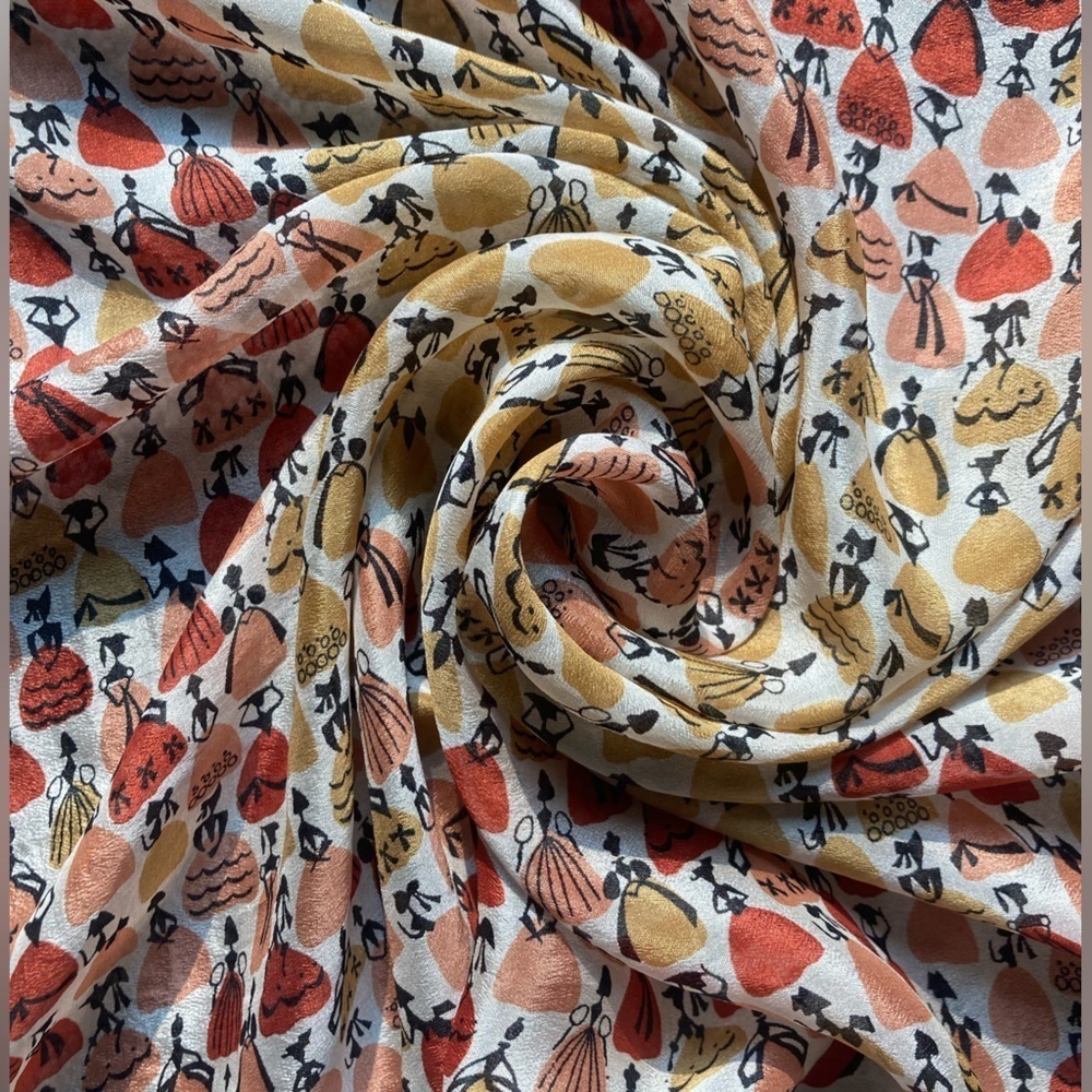 Primping Ladies Scarf, 23"‎ Square Hand rolled and sewn.